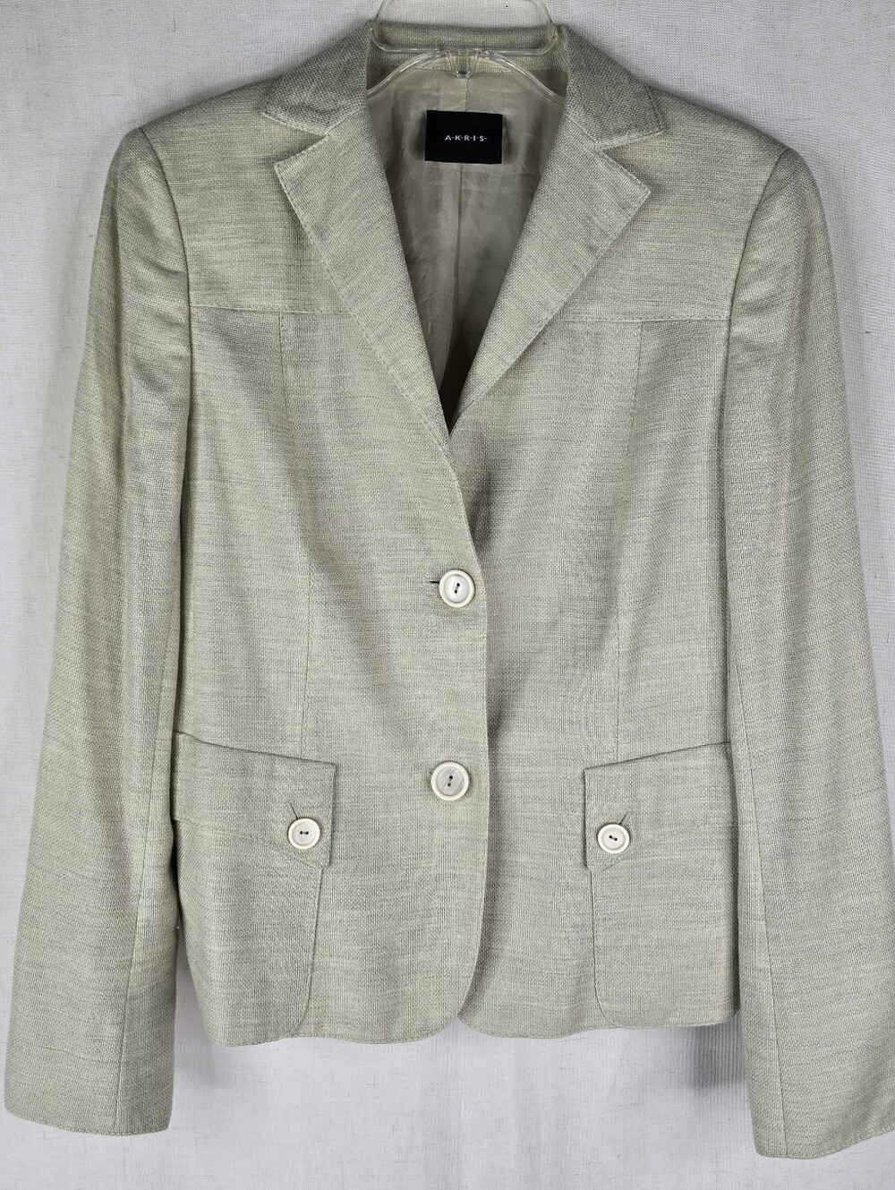 Akris Womens Size 10 Cashmere Silk Blemd Light Mint Green Blazer